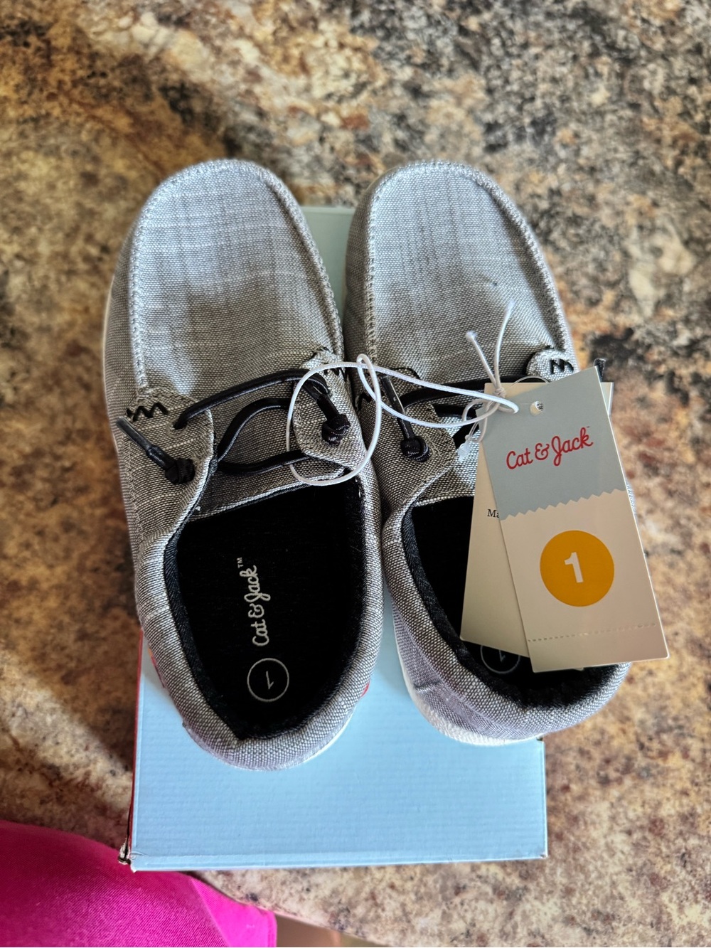 Cat & Jack Boys' Casual Slip-On Shoes in Light Gray size 1 new in box